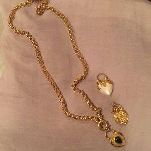 Joan Rivers gold chain necklace with 3 charms